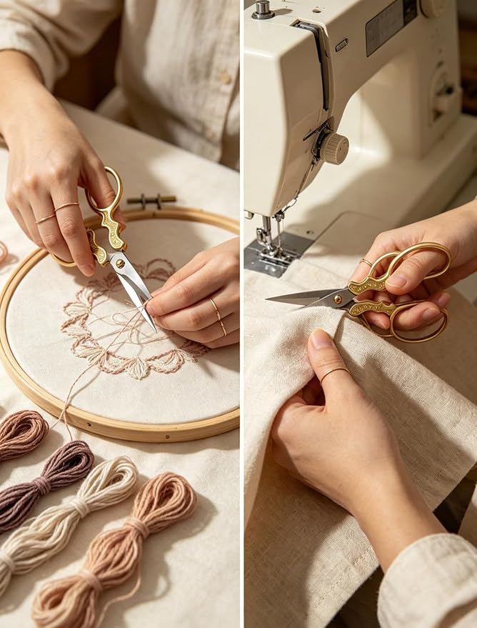 2 PCS Embroidery Scissors with 2 Covers, 5 Inch vintage Stainless Steel Sewing Scissors Sets, Decorative Handle Cutting Tool Suitable for Embroidery Thread, Paper, Yarn, DIY Projects Sewing Supplies