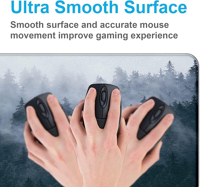 Gray Forest Mouse Pad with Seam Edge Design, Non Slip Rubber Keyboard Pad | Large Extended Mouse Pad; Full Desk Coverage; Waterproof Coating; Stable Anti-Slide Base For Gaming, Office, Study Daily Use