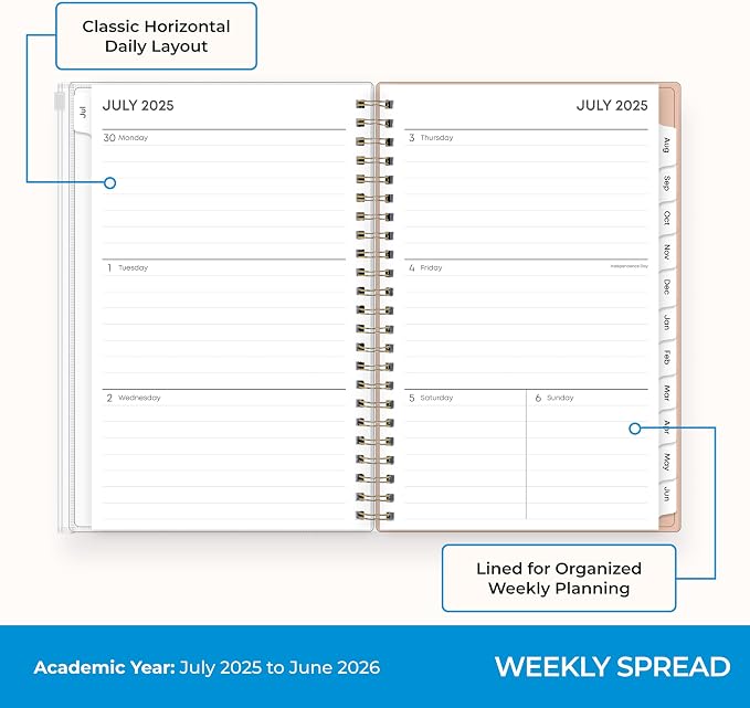 Blue Sky 2025-2026 Weekly & Monthly Academic Planner, 5"x8", Believe | July 2025 - June 2026, Flexible Cover With Zip Pouch, Wirebound, Storage Pocket, Academic Year