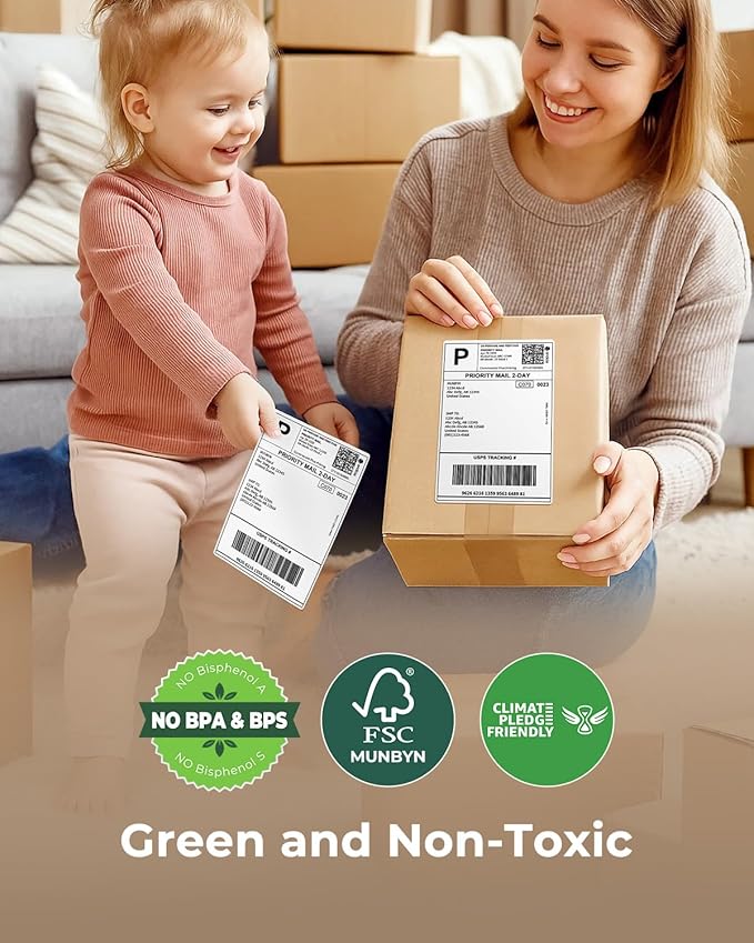 MUNBYN 4x6 Thermal Printer Labels, Commercial Grade, 220 Sheets/Stack | 4"x6" Fanfold Shipping Labels, No BPA and BPS, Print Clear and Sharp, Strong Adhesive, Compatible with Most Thermal Printers