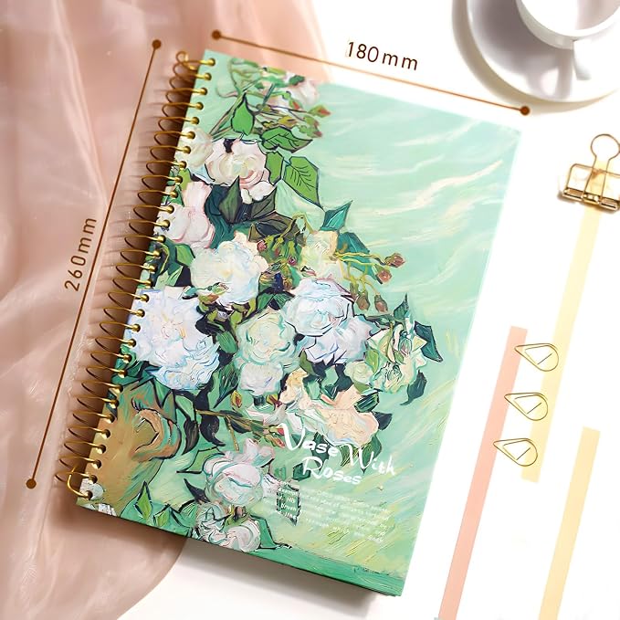 Large Spiral Notebook, B5, 300 Pages, 8x10 Big Notebook, Hardcover Large Journal, Thick Lined Notebook, Between College Ruled and Wide Ruled, Van Gogh Gifts for Women and Children.
