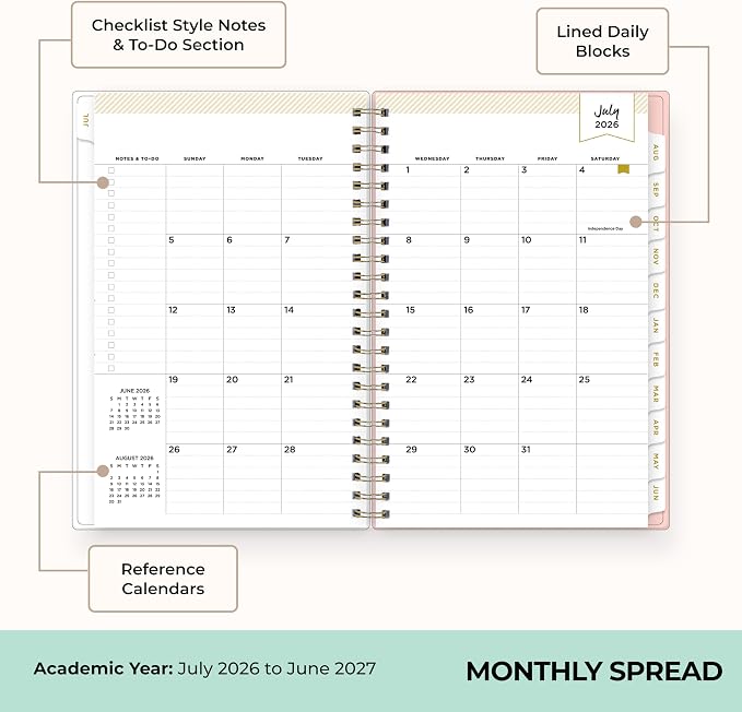 Blue Sky 2026-2027 Weekly & Monthly Academic Planner, 5"x8", Smitten | July 2026 - June 2027, Flexible Cover, Wirebound, Storage Pocket, Stickers, Academic Year, Day Designer