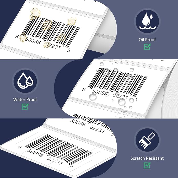 L LIKED 2.25" x 1.25" Direct Thermal Labels, Permanent Adhesive Barcode Address Label & Compatible with Rollo, Zebra and Other Desktop Printers (12 Rolls, 12000 Labels)