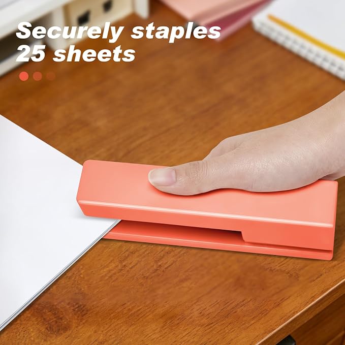 Office Desktop Stapler - 25 Sheet Capacity with 830 Staples and Staple Remover,Staplers for Desk,Non-Slip for School, Home, Orange