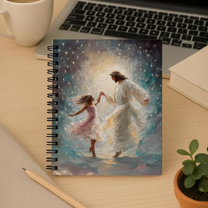 bitCNY Jesus and Girl Notebook – Christian Spiritual Art Journal for Women and Teens, 8.3x5.5 Inches Religious Faith Notebook 402