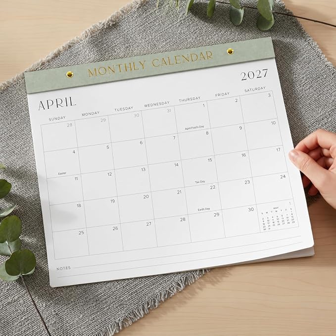 Aesthetic 2026-2027 Desk Calendar - Runs From January 2026 Until July 2027 - Minimalistic Office Desktop/Wall Calendar 14.5"x11.5" for Easy Organizing