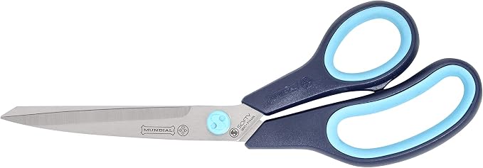 Mundial 9.5-Inch Cushion Soft Professional Dressmaker Shears - with Comfortable Blue Handle and Micro-Serrated Bottom Blade for Effortless Dressmaking and Precision Cuts