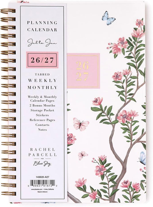 Blue Sky 2026-2027 Weekly & Monthly Academic Planner, 5"x8", Cherie | July 2026 - June 2027, Flexible Cover, Wirebound, Laminated Tabs, Storage Pocket, Stickers, Academic Year, Rachel Parcell