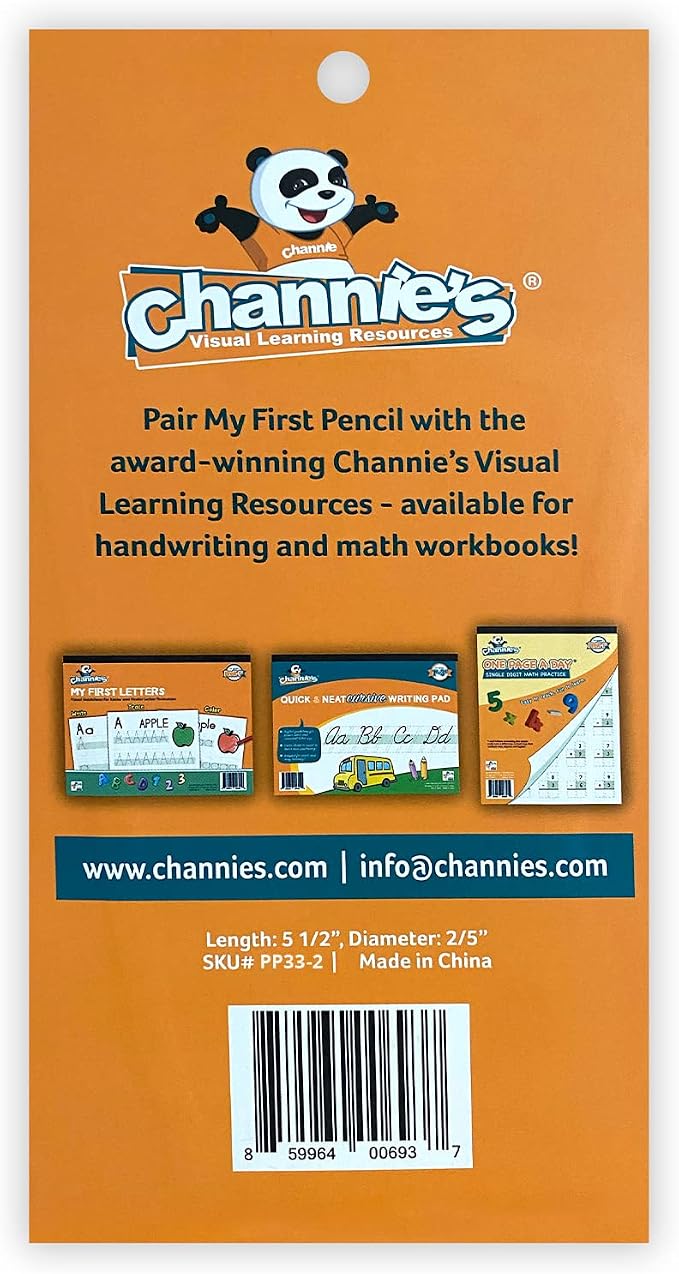 Channie's My First Pencil, Easy-to-Hold Write Size Graphite Jumbo Barrel Presharpened Wooden 2B Small Pencils for 3-7 Year Olds, Brown Color, 2 Pack (5 Pencils Each)