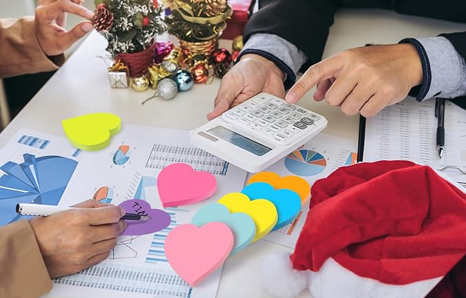Heart Sticky Notes 3x3 in, 8 Pads, Super Cute Bright Color Strong Adhesive Post, Clean Removal, 82 Sheets/pad