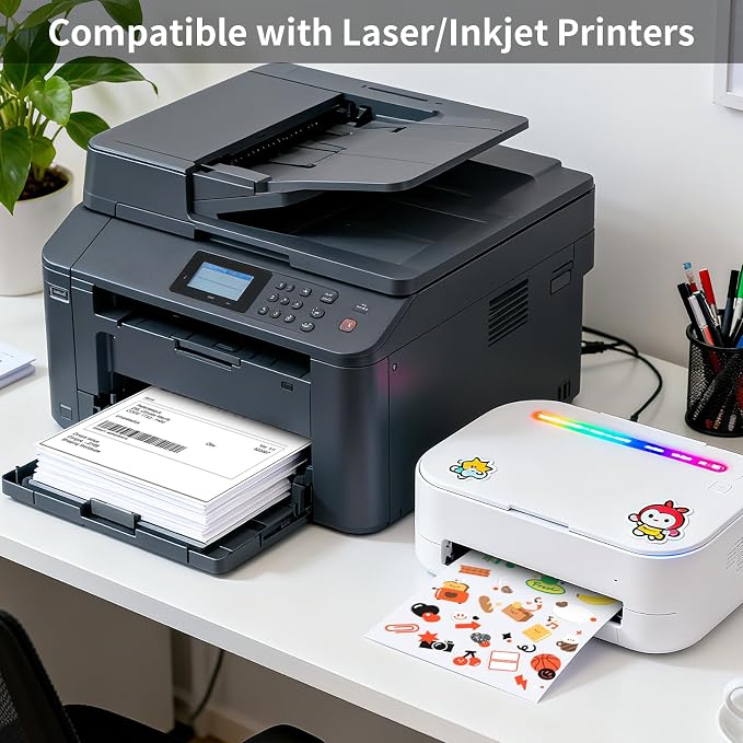 100 Sheets 8.5" x11" Full Sheet Shipping Labels, Printable Sticker Paper, Matte, Letter Size Label Stickers for Laser/Inkjet Printers (100 Labels)