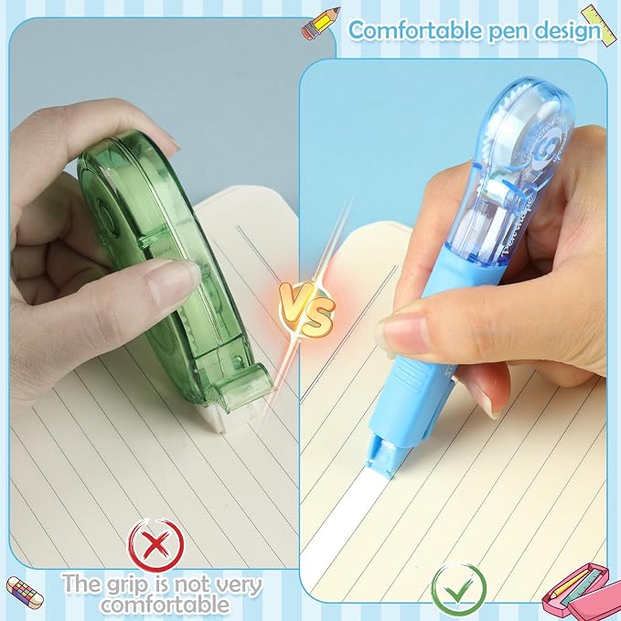 auroray 18 Pack Correction Tape Pens 1/5" X 236", 9 Color Correction Tape Pens Easy to Use Applicator for Instant Correction Students School Office Supplies