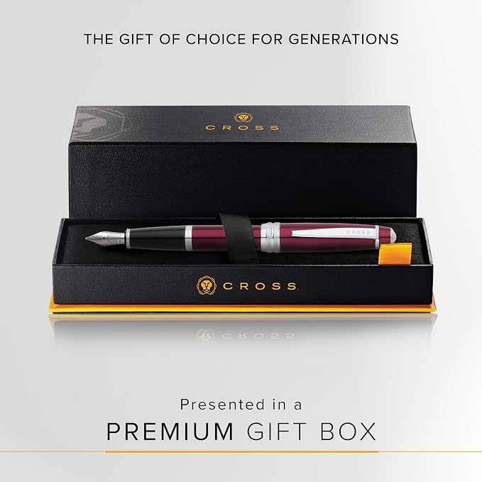 Cross Bailey Red Lacquer Medium With Stainless Steel Nib Self Serve S Fountain Pen