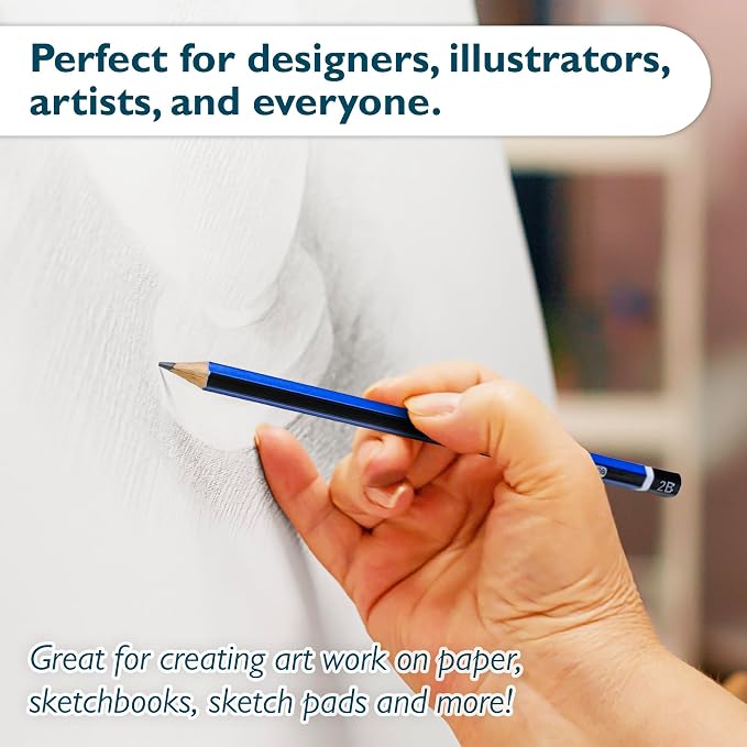 BAZIC #2B Premium Wood Pencil, Blue, 12 Per Pack (760-24P) | Softer #2B graphite for dark, bold lines, Wood barrel, fine point, shading, sketching, writing