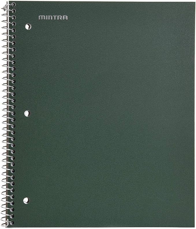 Mintra Office Durable Spiral Notebooks, 1 Subject, (Arctic Ice, Chili Oil, Green Olive, College Ruled 3pk)