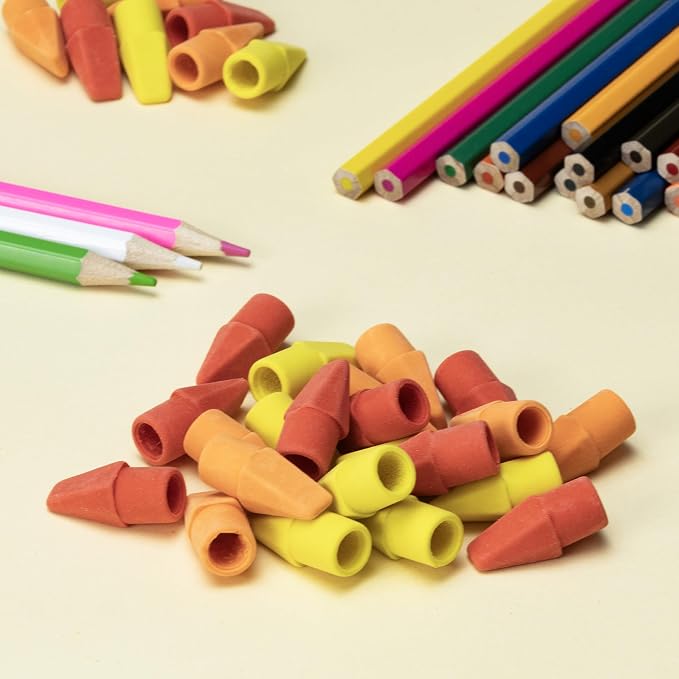 Mr. Pen- Pencil Erasers Toppers, 30 Pack, Colorful | No-Smudge Cap Pencil Erasers for Precise Erasing, Kids, Teachers, Studying Supplies, Sunset Scheme