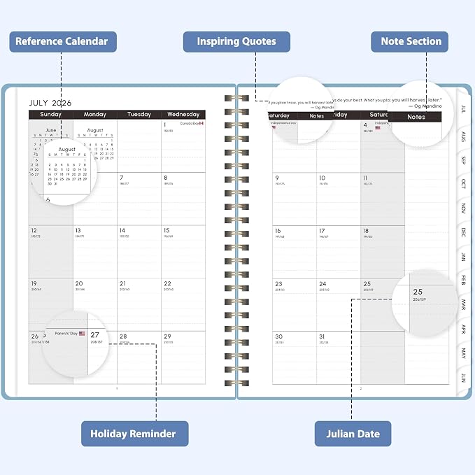 Planner 2026-2027, Weekly and Monthly Academic Planner, July 2026 - June 2027, Hardcover Calendar Agenda Book for School Year Planning, School Supplies for Teacher and Student, Letter Size(8.5'' x 11'')