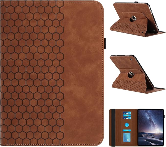 Rotating Case for Amazon Kindle Fire HD 10 Tablet & Fire 10 Plus Case,Brown | (13th/11th Generation 2023/2021 Release) 360 Degree Swivel PU Leather Folio Stand Cover for 10.1" Fire HD 10 11th/13th Case