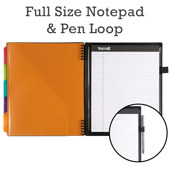 Samsill Left-Handed 10 Pocket Poly Project Organizer with 5 Dividers, File Folders Letter Size, Quick Access Front Pocket, Refillable Notepad, Erasable Write-On Tabs in Fashion Colors (Pack of 2)