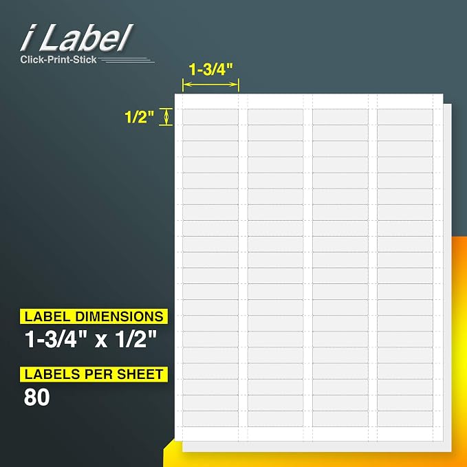 80UP 1.75" x 0.5" Return Address Labels for Laser & Inkjet Printers[100 Sheets,8000 Labels]