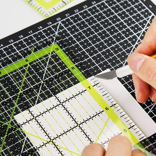 UOOU 9.5 inch Quilting Ruler, Square Quilting Rulers Fabric Cutting Ruler | Acrylic Sewing Ruler Quilters Rulers Clear Mark for Easy Precision Cutting and Crafts Quilting and Sewing