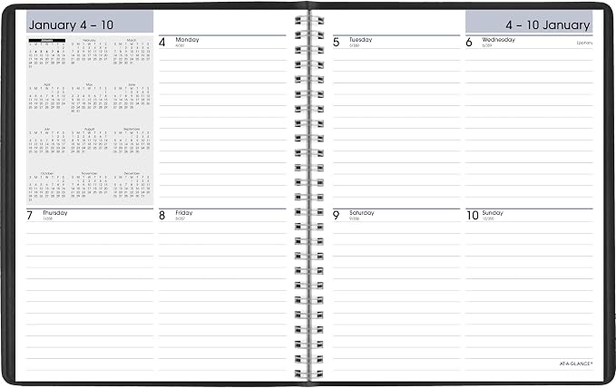AT-A-GLANCE 2027 Planner, Weekly, 7" x 8.75", Block-Style, DayMinder, Black (G5350027)