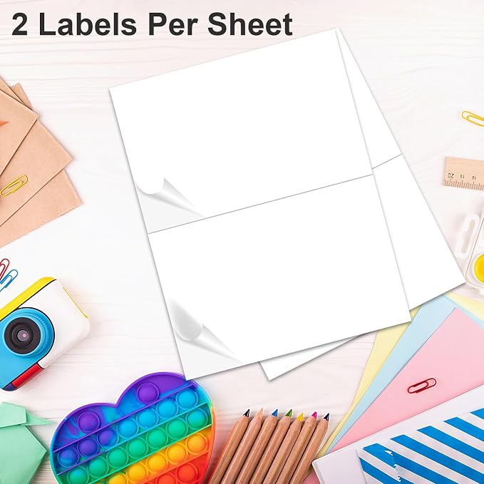1000 Half Sheet Self Adhesive Shipping Labels, 8.5" x 5.5" Address Labels Laser/Ink Jet White Blank Shipping Stickers(500 Sheets) | Address Labels Laser/Ink Jet White Blank (500 sheets=1000 Labels)
