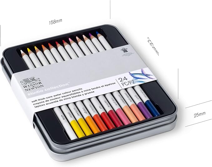 Winsor & Newton Studio Collection Artist Pencils, Watercolor Pencils, Set of 24