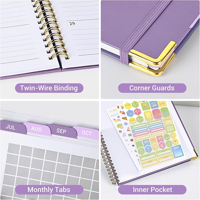 Academic Planner 2026-2027, 8.5" x 11", Hardcover Weekly Planner, Purple | Calendar Planner July 2026 - June 2027, Agenda Book with Tabs, Inner Pocket and Sticker for Office & School, A4