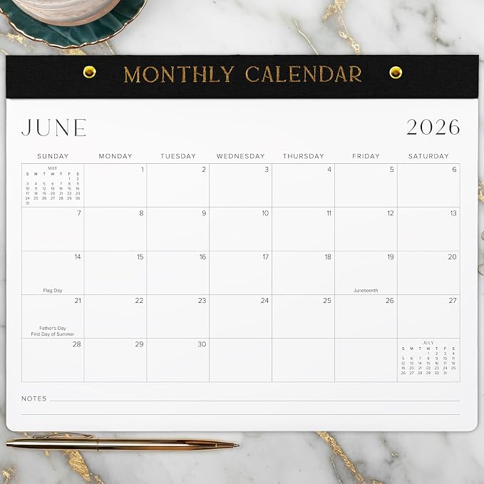 Aesthetic 2026-2027 Desk Calendar - Runs From January 2026 Until July 2027 - Minimalistic Office Desktop/Wall Calendar 14.5"x11.5" for Easy Organizing