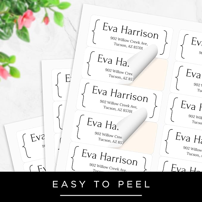 Personalized Return Address Labels, Custom Address and Name Mailing Labels for Envelopes & Branding- Basic Hooks 1x2.6 Inches Flat Sheet of 60-1200 Made in USA by My Sign Center