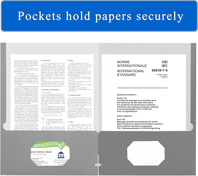 Zzrywuty File folders with Pockets,Gray Two folders for documents,25 Pack Paper Folders with Card Slot,Letter Size,School Students,Business,Home and Office Workers