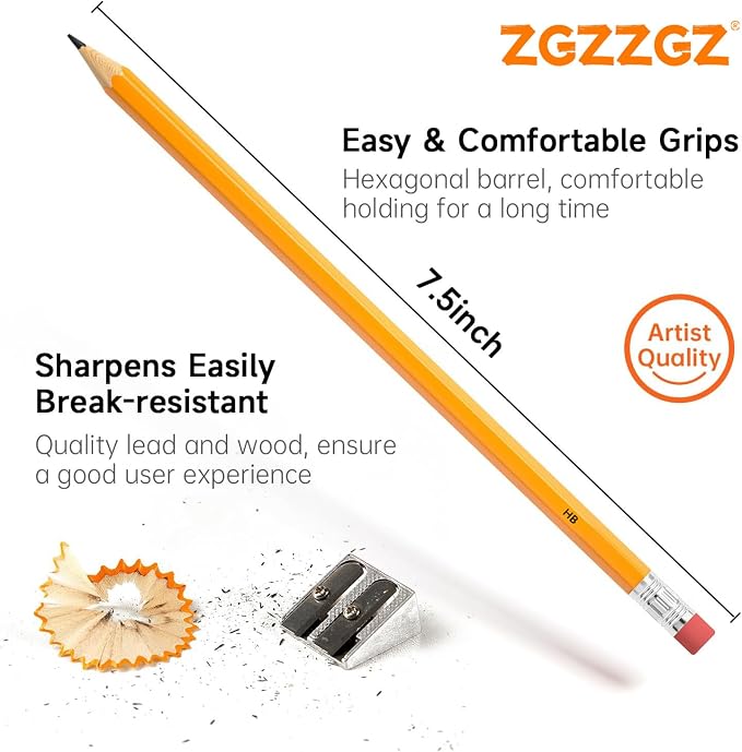 Wood-Cased #2 HB Pencils, 200 Pack Sharpened Yellow Pencils with Erasers, Bulk Pack Graphite Pencils for School and Teacher Supplies, Writing, Drawing and Sketching (200)