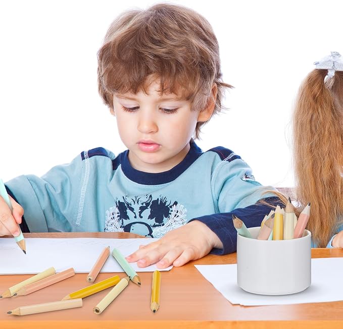 Marspark 30 Pcs Short Triangular Fat Pencils Bulk First Day of School 3.5 Inch Wooden Jumbo Pencils with Sharpener and 2 Erasers for Preschoolers, Kindergarten, Toddlers, Beginners(Lively Colors)