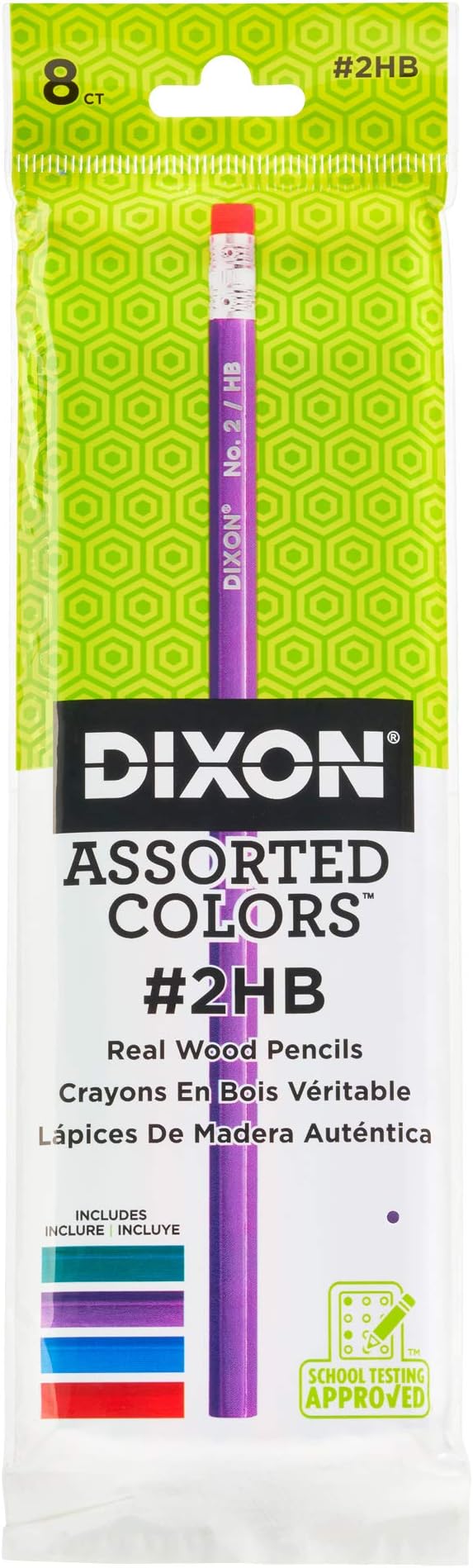 Dixon #2 Pencils, Wood-Cased, Black Core, 8-Count, Assorted Color Barrels (14508)(Pack of 8)