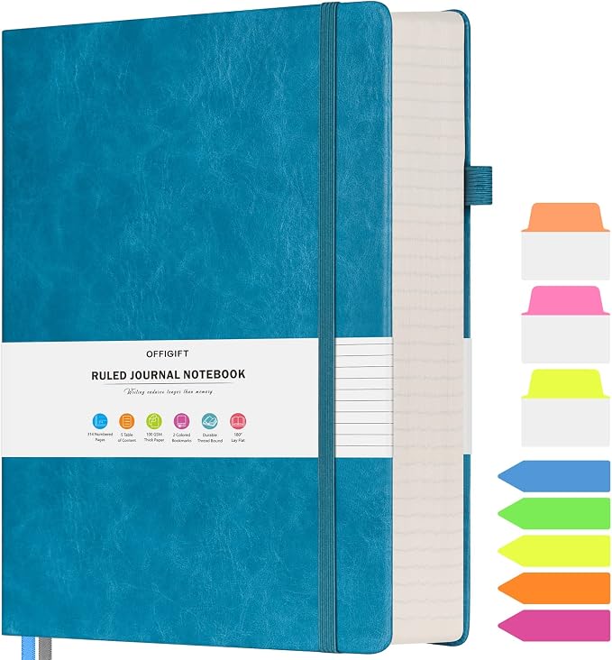 College Ruled Notebook B5, 312 Numbered Pages Diary, Lined Leather Journal | Extra-Thick with 2X Writing Space, 100gsm No Bleed Paper, Hardcover, Lay-Flat, for Work, School, Meeting Notes & Journaling