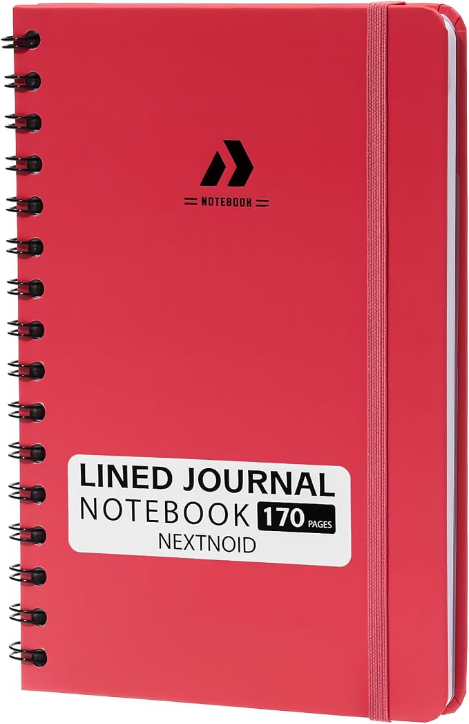 Nextnoid A5 Lined Spiral Notebook - 170 Pages, College Ruled, Blush Pink | Hardcover Notebook for Everyday Writing, A5 Size (5.8" x 8.3") Journal for Work and School, Daily Journaling and Notetaking