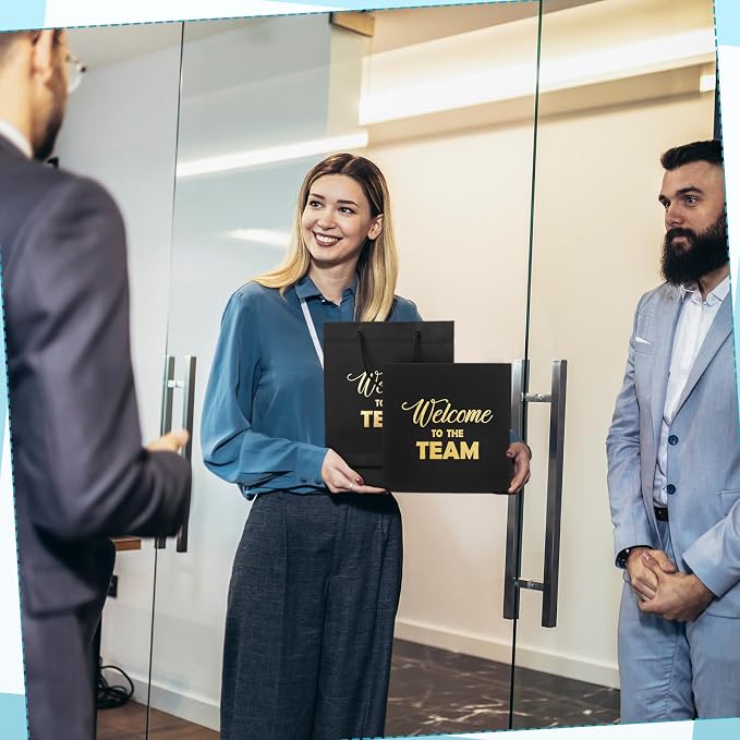 Sayglossy New Employee Welcome to The Team Gift Sets Notebook and Pen Welcome to The Team Box Employee Appreciation Gift Sets for New Office Worker(Black)