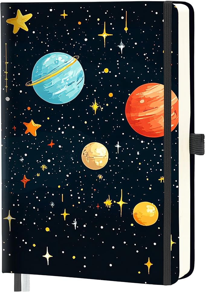 Mlife Lined Journal Notebook for Women & Men,A5 Hardcover PU Leather Journals for Writing,100 GSM Thick Paper, Perfect for College,Work,Office Supplies,Space Style C