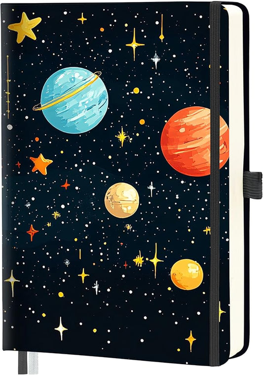 Mlife Lined Journal Notebook for Women & Men,A5 Hardcover PU Leather Journals for Writing,100 GSM Thick Paper, Perfect for College,Work,Office Supplies,Space Style C