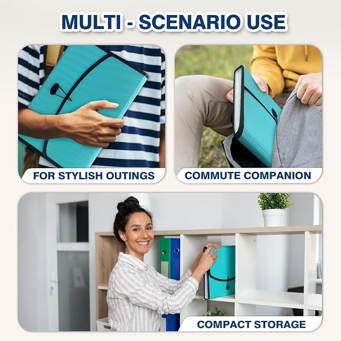 H4D 13-Pocket Accordion File Organizer, Expanding File Folder, Teal | Extra Back Mesh Pocket, Letter Size Paper, Pre-Printed and Customizable Labels, Expandable Document Organizer