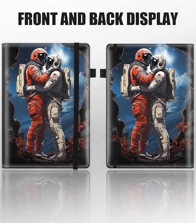 Hardcover Executive Notebooks, A5 PU Leather Lined Journal Notebook, 200 Pages Thick Paper Subject Notebooks for School,Work,Home Writing Business Notebook, Diary Book ， Astronaut