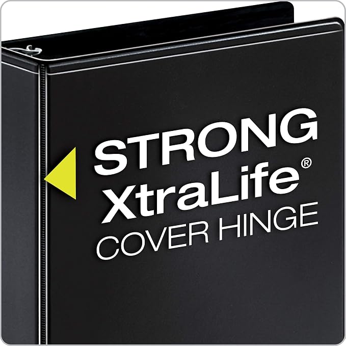 Cardinal Economy 3 Ring Binder, 2 Inch, Presentation View, Black, Holds 475 Sheets, Nonstick, PVC Free, 4 Pack of Binders (79522)