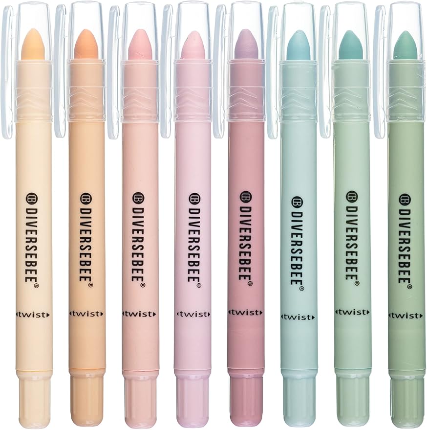DIVERSEBEE Bible Highlighters and Pens No Bleed, 8 Pack Assorted Colors Gel Highlighters Set, Cute Bible Markers for Study Journaling School Supplies and Accessories (Pastel)