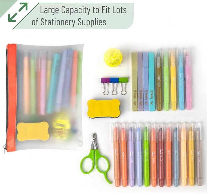 Mr. Pen- Clear Pencil Pouch, 9" x 6.88", 3 Pack, Durable TPU Material | Large Water-Resistant Pencil Bags with Smooth Zipper, Multipurpose Clear Pouch for Stationery, School, Office