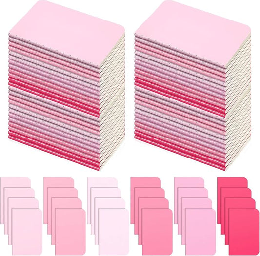 Outus 36 Pcs Pocket Notebook Mini Journal 2.5" x 4" Kraft Paper Mini Notepad Bulk Softcover Pocket Notepad Memo Diary Subject Notebooks for Student Travel School (Pink,Blank Cover)