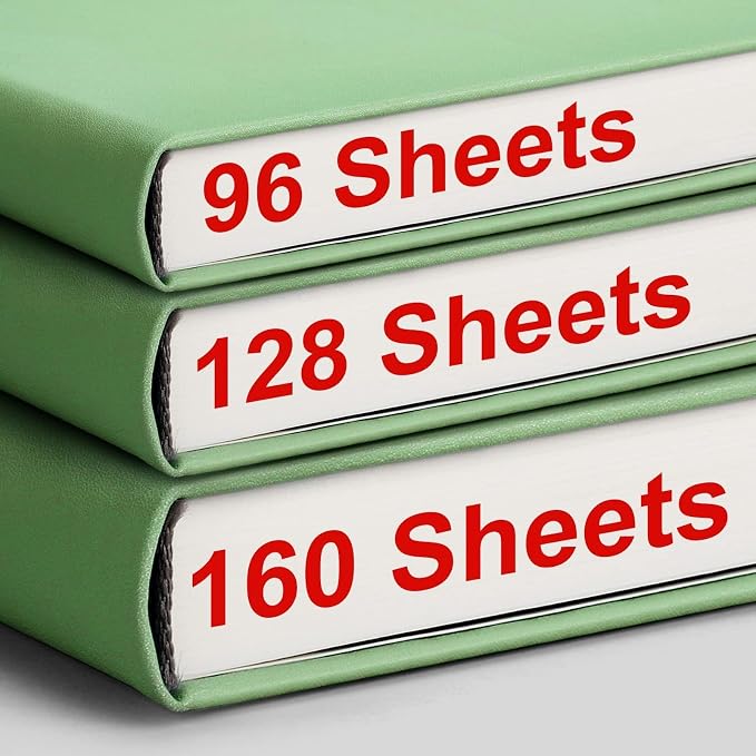 AHGXG Lined Journal Notebook, 320 Numbered Pages, A5 (5.75'' X 8.38'') | Thick Lined Notebook for Note Taking, 100GSM Paper, Leather Hardcover, for Women Men (Light Green)