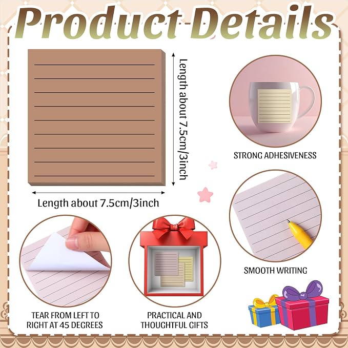Yinder 24 Pcs Sticky Notes Gifts Bulk,No Words,Boho