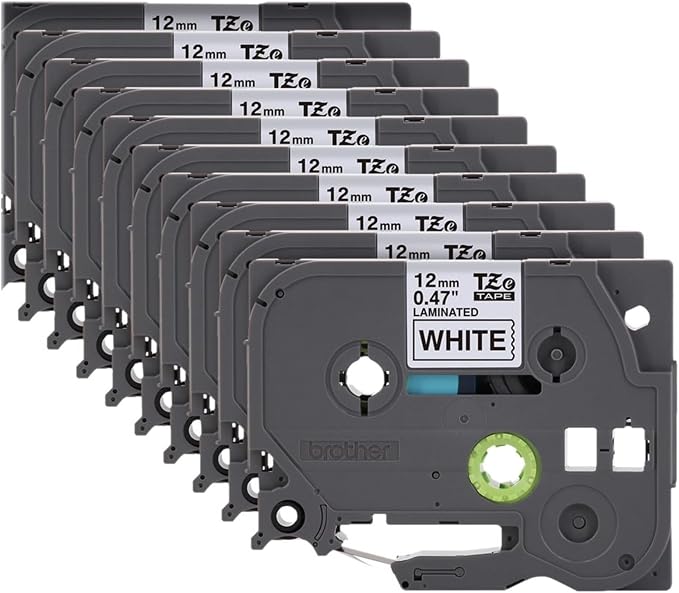 Brother Genuine P-Touch, TZe-231 10-Pack Tape (TZE23110PK) ½â€ (0.47â€) x 26.2 ft. (8m) (Pack of 10) Laminated P-Touch Tape, Black on White