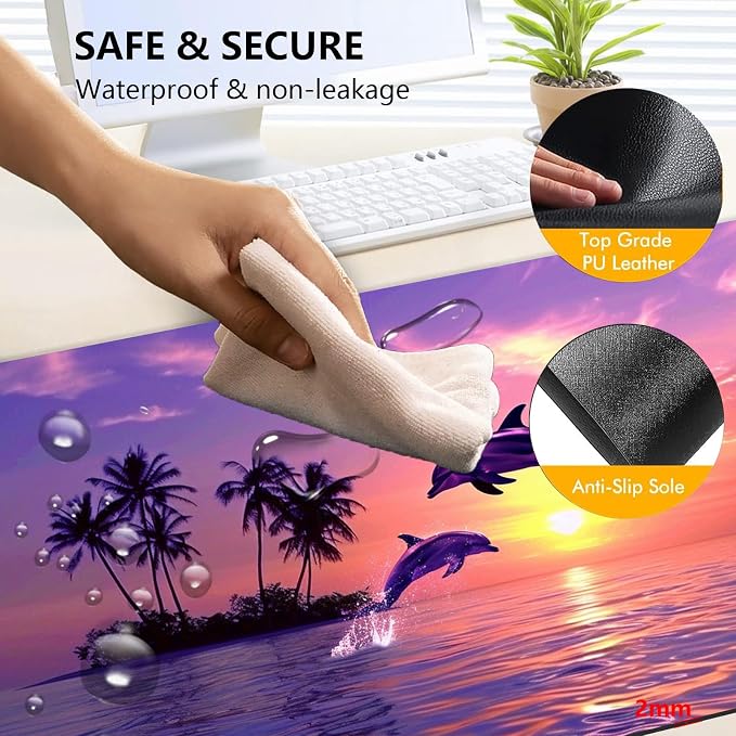 Heated Mouse Pad with 3 Levels Heated & 3 Hours Auto Shut-Off Mouse Pad for Warming Hands in Office Home, 23.6" x 14.2"Large Safe Desk Mat Hand Warmer，Jumping Dolphin